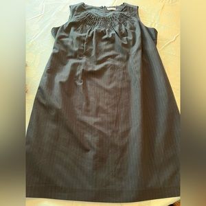 Calvin Klein Charcoal Pinstriped Sleeveless, Gathered Collar Shift Dress size 12